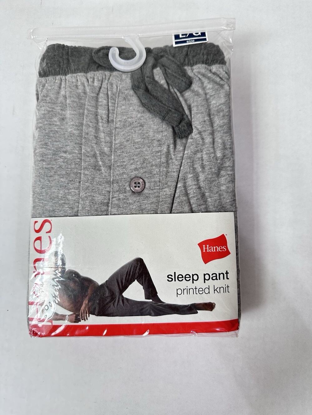 Hanes Men’s Pajama Grey Pants Printed Solid Knit Size L